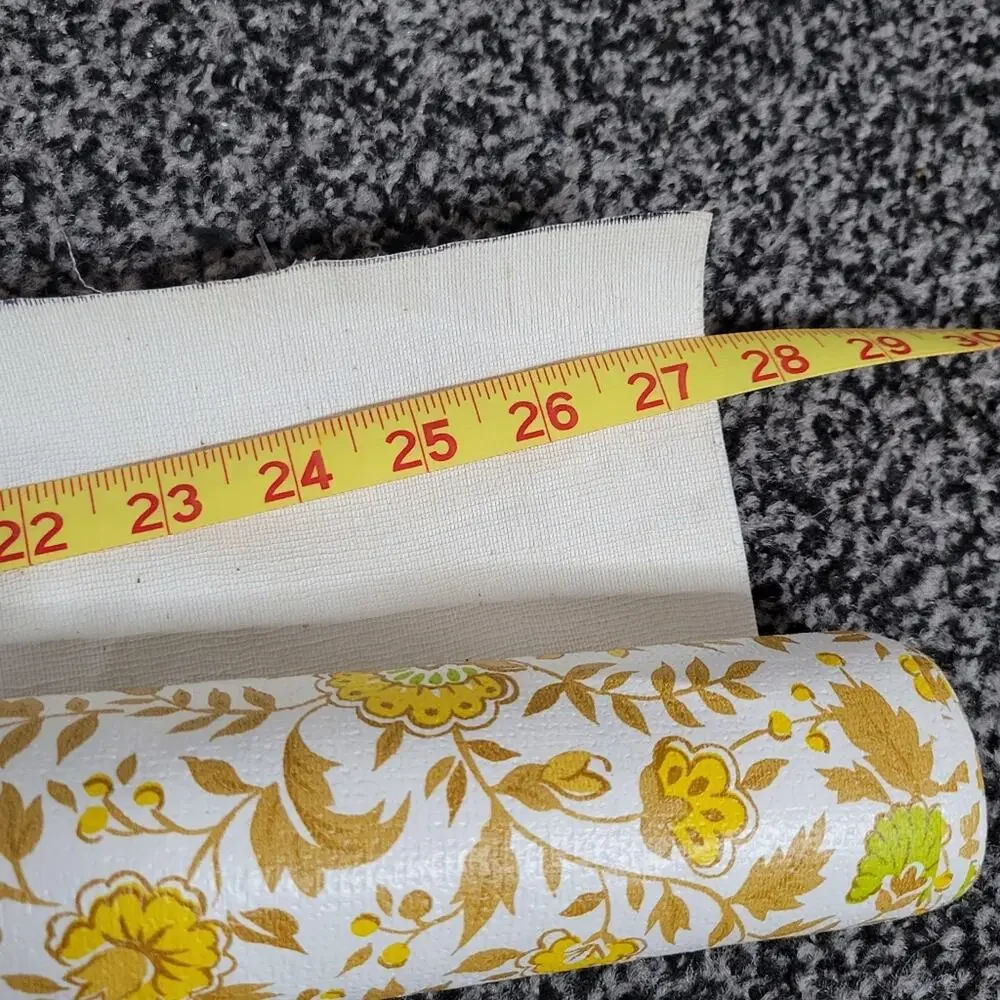 Vintage 70s Orange/Yellow/Green Floral Roll of Wallpaper, 27.5